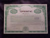 Organic Inc stock certificate